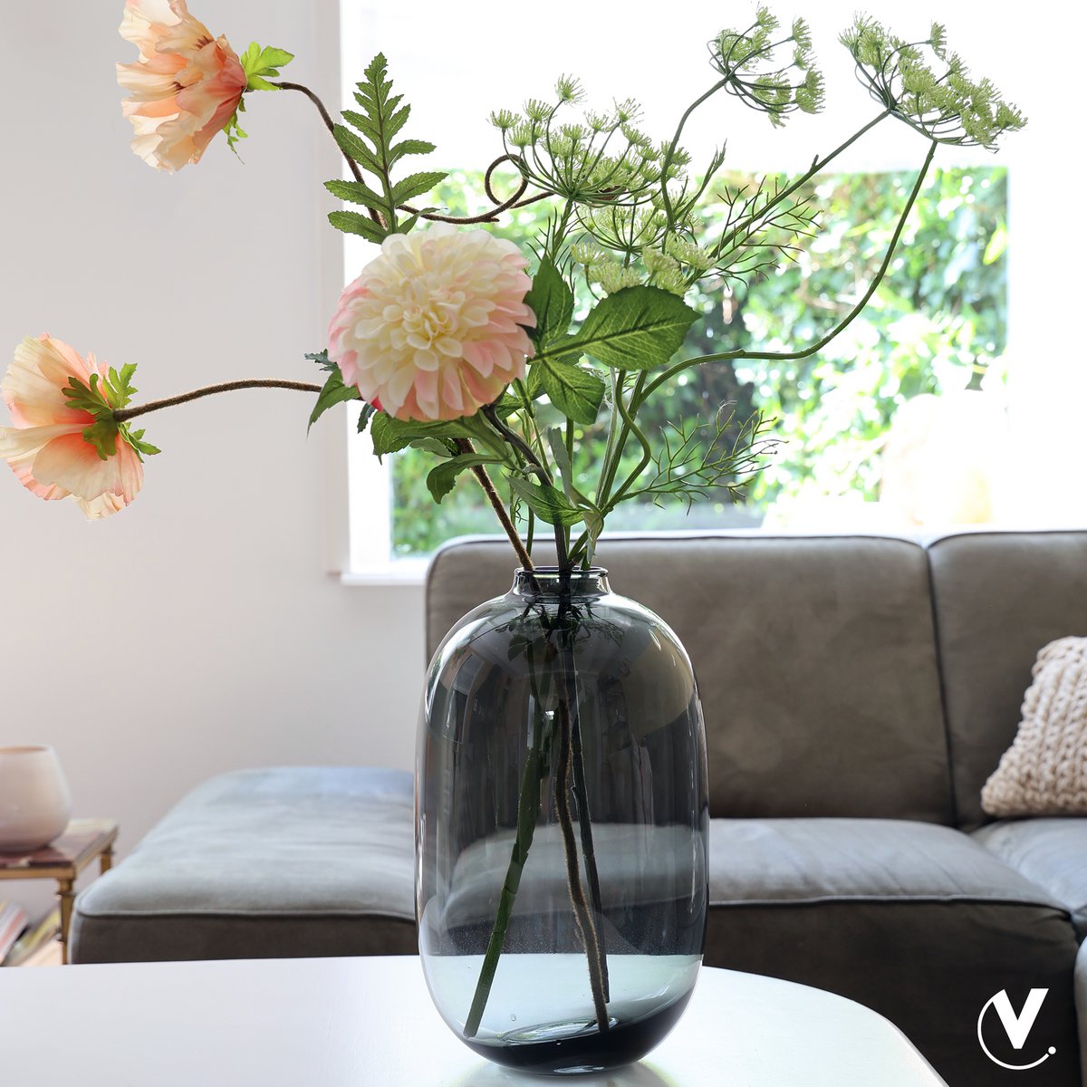 Vase en verre soufflé gris Don