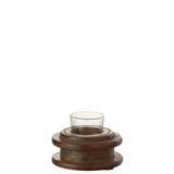 Photophore J-Line Reel en bois marron, vue de face
