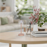 Lampe de table de batterie LED à 2 ert "Gomba" pour l'extérieur et à l'intérieur, en métal et en plastique dans l'amande givré, 18,5 cm de haut
