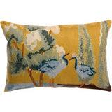 Coussin brodé Lola Multico 40 x 65 avec motifs d'oiseaux et arbres oniriques