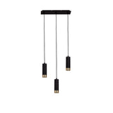 3 pendentif "Fridu" en métal en noir Matt, avec base GU10, 48 cm de long