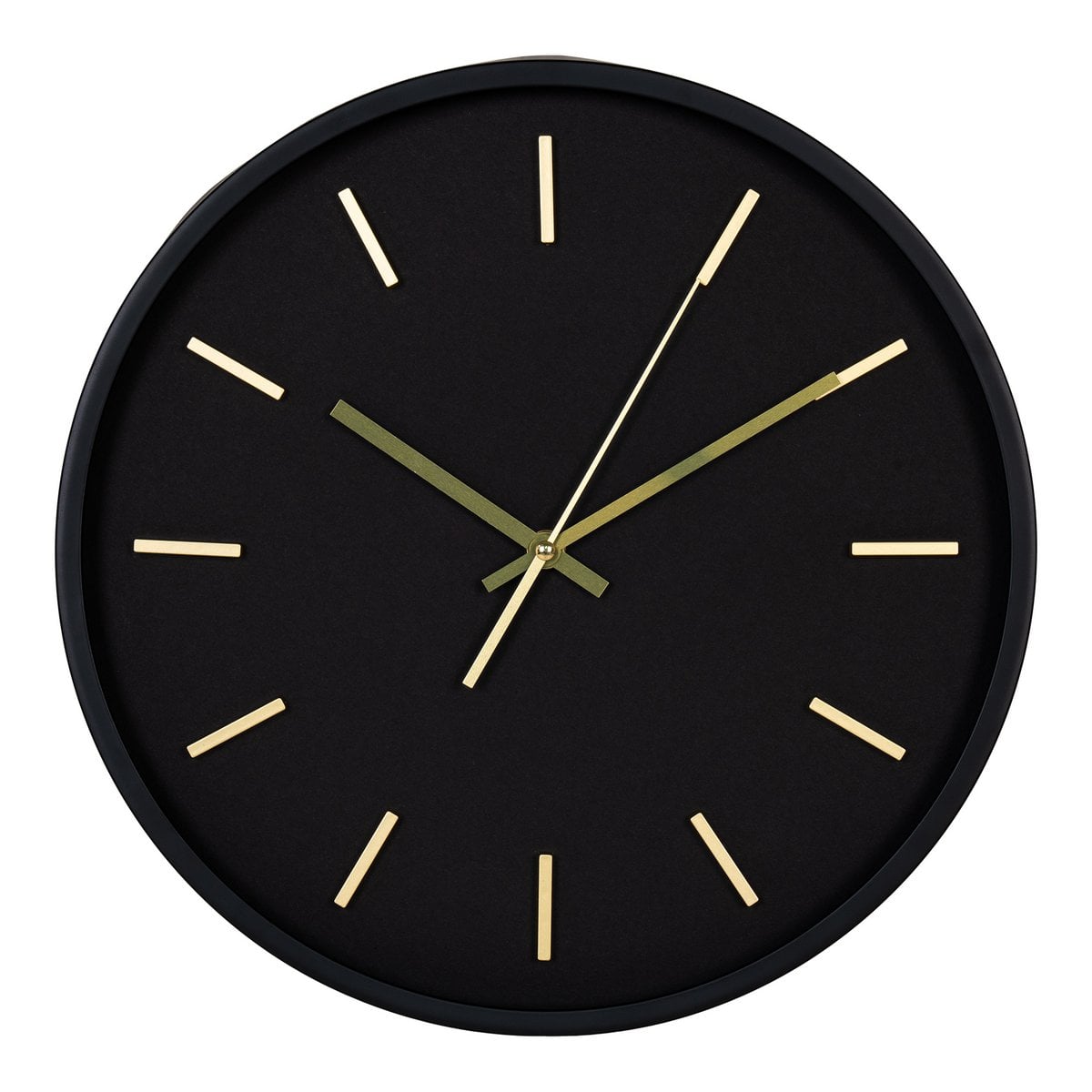 Horloge murale Kensington noire avec mouvement silencieux, vue de face