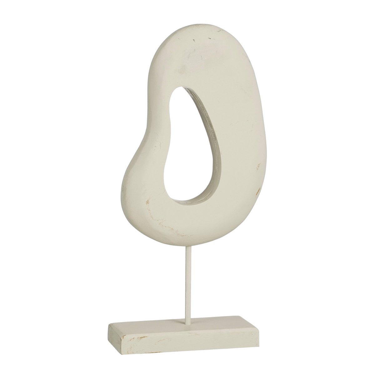 Ornement Pastina Blanc Cassé sur pied, sculpture moderne en bois beige