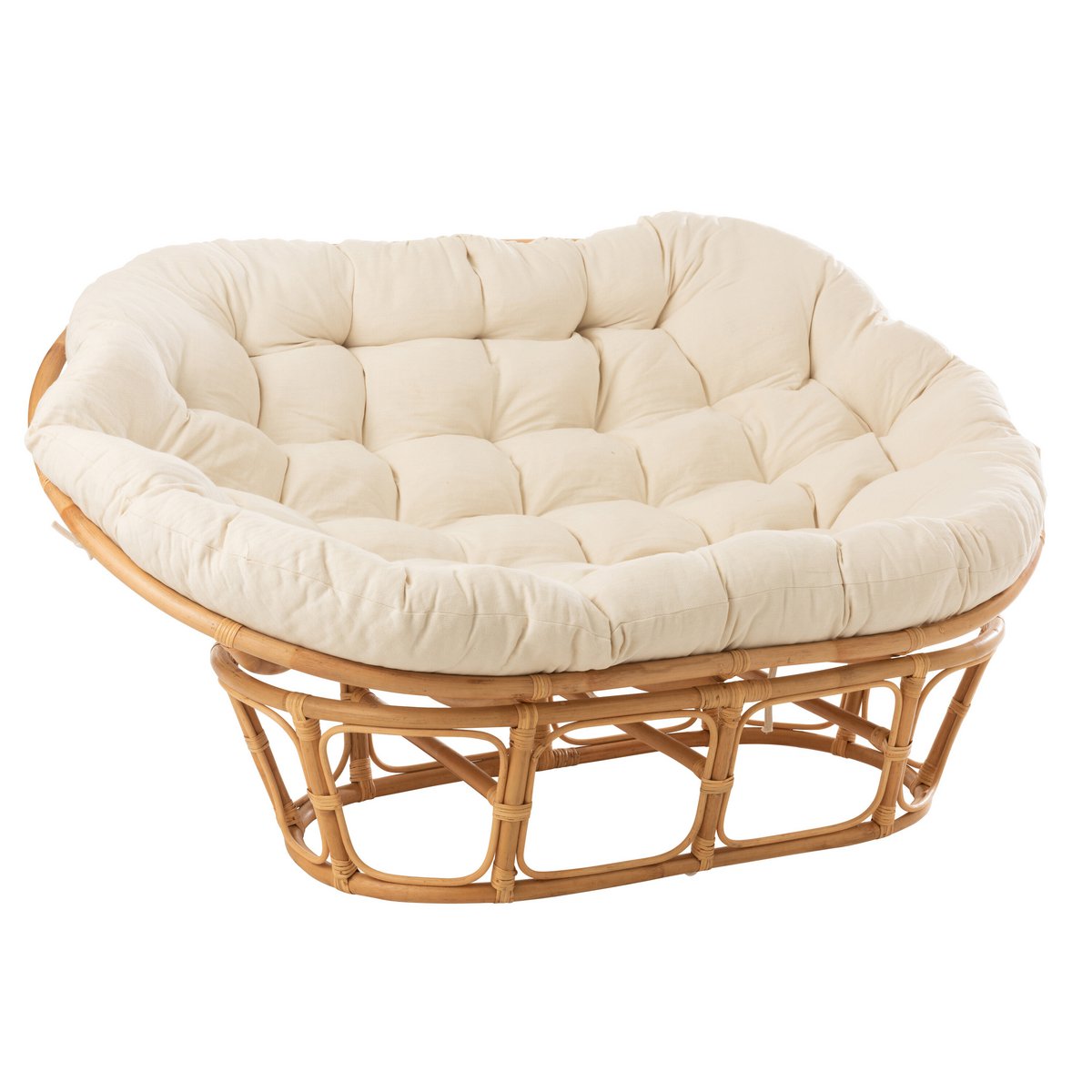 Canapé en rotin J-Line avec coussins en textile naturel