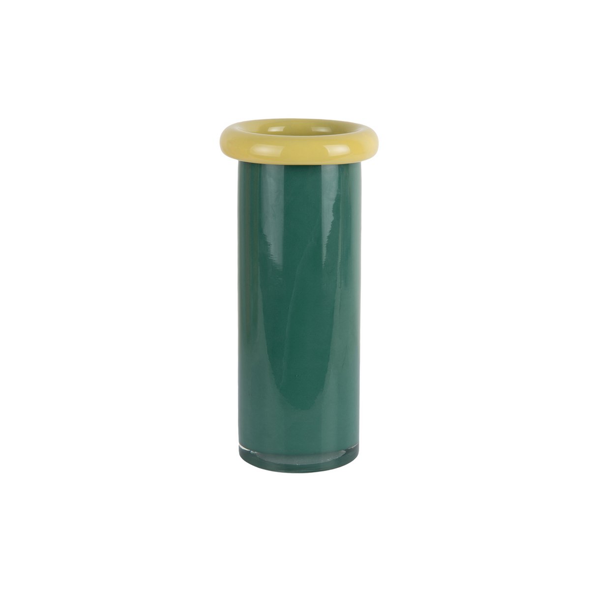 Vase Plegado L en verre vert, vue de face avec bord large