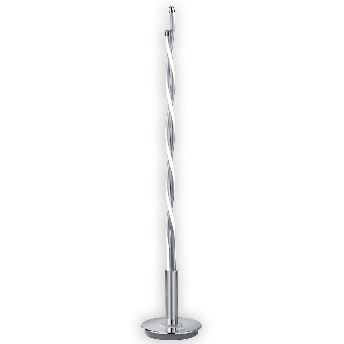 Lampe à poser LED Twist - vue de face avec brins tourbillonnants en métal et acrylique