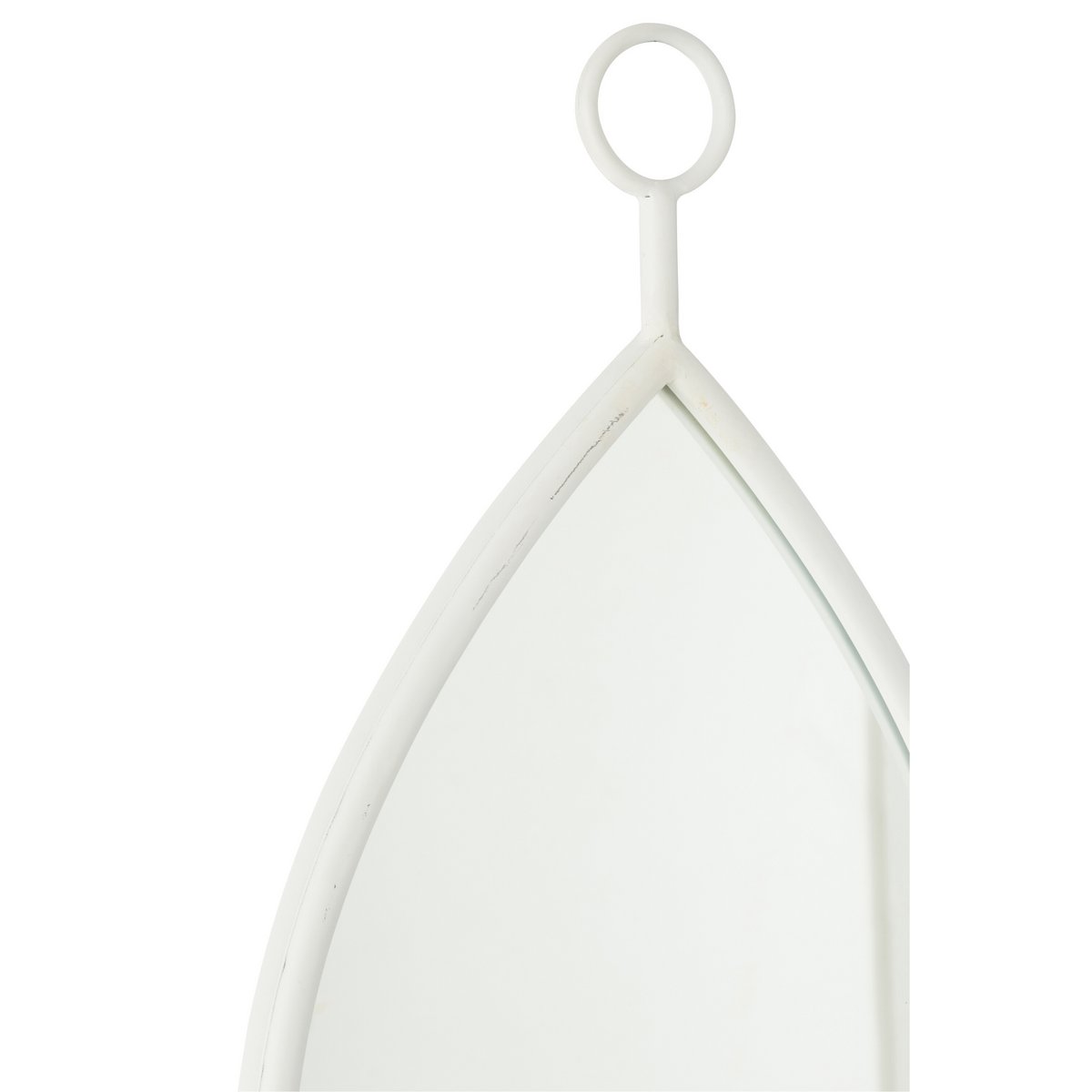 Miroir J-Line Drop en verre blanc, design élégant et contemporain.