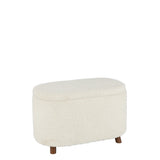 Pouf coffre J-Line en teddy - polyester - blanc