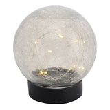 3 Définir la lampe solaire à LED / brochette moulu "Crackle" Ø 12cm, pour l'extérieur, lampe de table et le verre, blanc, avec LED intégrée