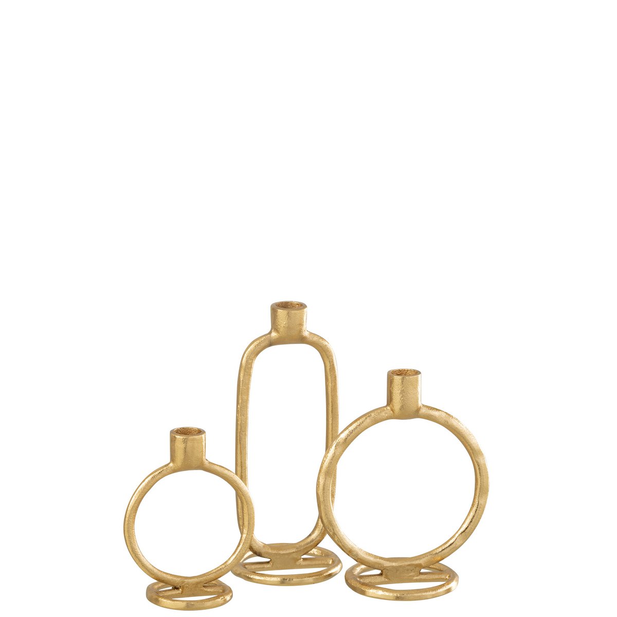 Bougeoir J-Line Ring en aluminium doré, détail du design