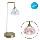 Lampe à table à LED "Varna", lampe de table en métal en laiton et en verre irisé, LED fermement construit, 45 cm de haut, éclairage élégant pour le salon, la salle à manger ou le couloir