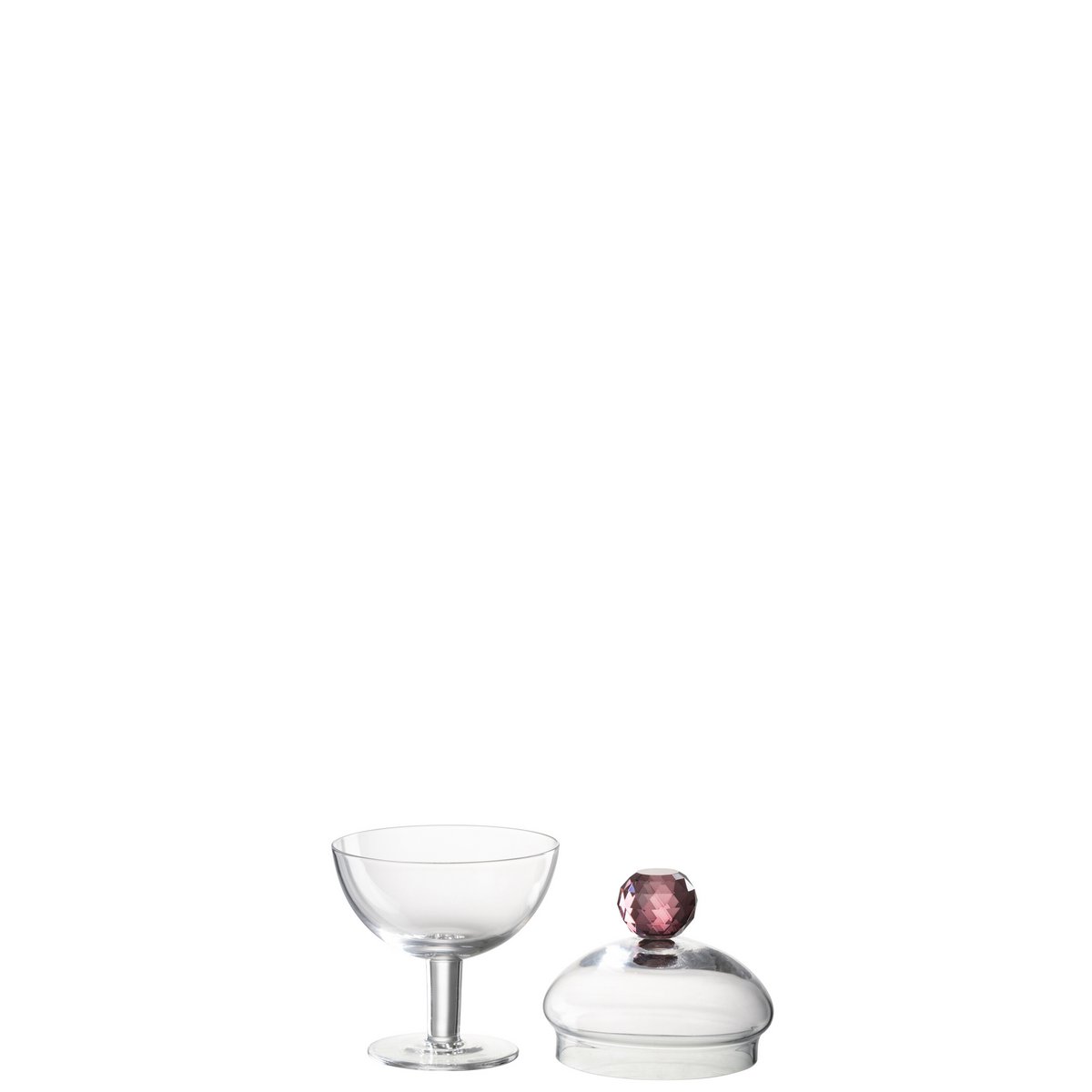 Pot de conservation J-Line Diamond en verre cristal rose, vue de face