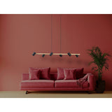 6 -Seater Pendant Light "Frida" en métal noir / or, lampe suspendue, Gu10, pendentif pour salle à manger, salon, couloir ou bureau, 115 cm de long