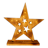 LED Wood Star 49 cm de haut, décorations de Noël en bois dans la nature, avec des LED fermement installés