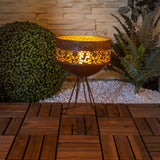 Lumière solaire décorative LED avec support, 34,5 cm de haut pour l'extérieur, en métal de couleur rouille et en plastique, LED fermement installé