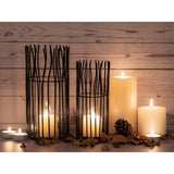 Candle Holder Set en 2 parties Porte-toile de vent Luver Lument Loft Black ou Silver Candlestick Lanterns