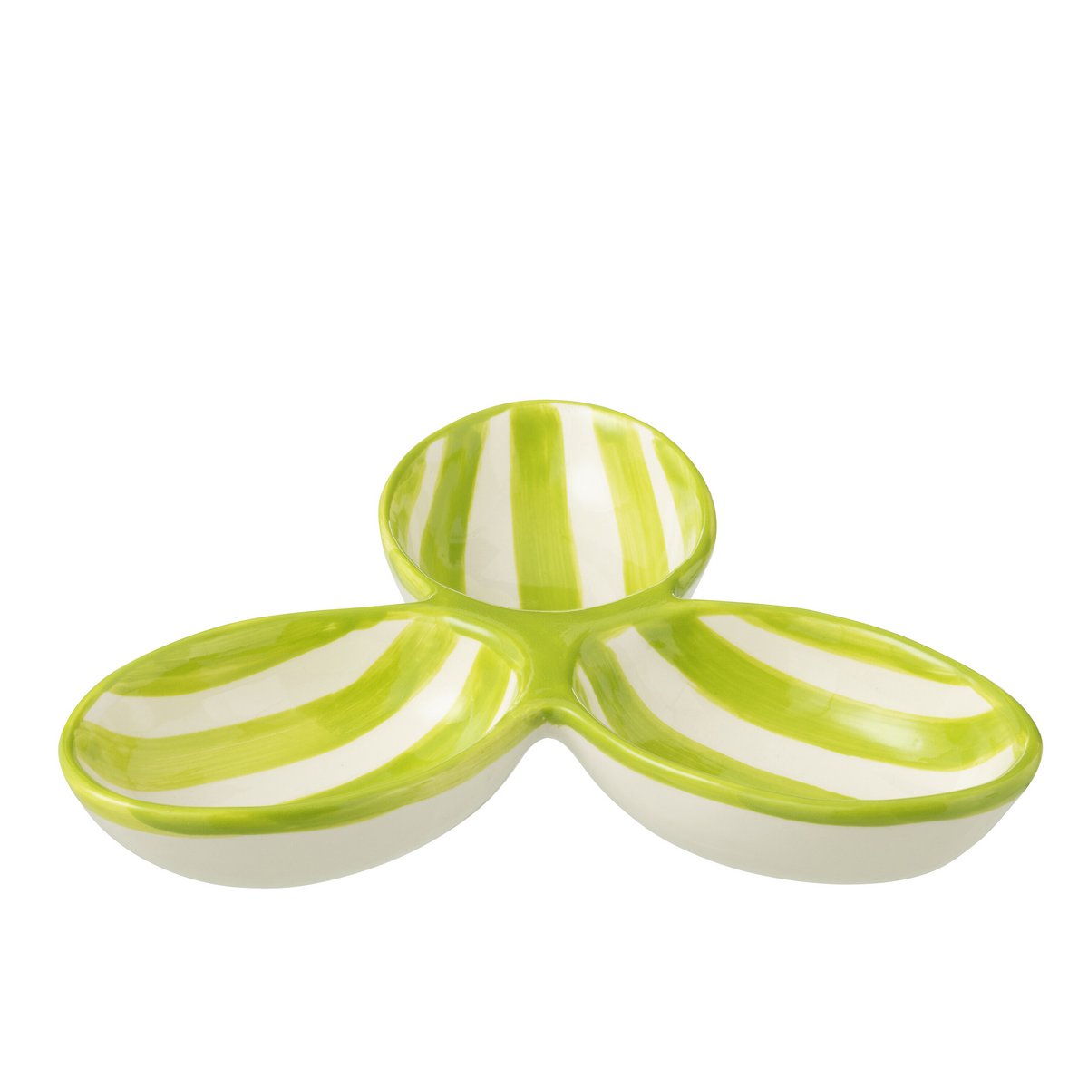 Assiette J-Line Clover en céramique blanche et verte avec design trèfle