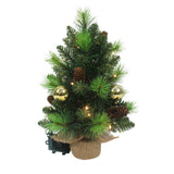 Décoration extérieure "Noel" LED en métal et en plastique en vert et en or, avec des LED fermement installées