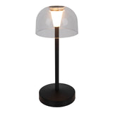 2 Set LED Battery Table Light "Gomba" pour l'extérieur et à l'intérieur, en métal et en plastique en noir, 18,5 cm de haut