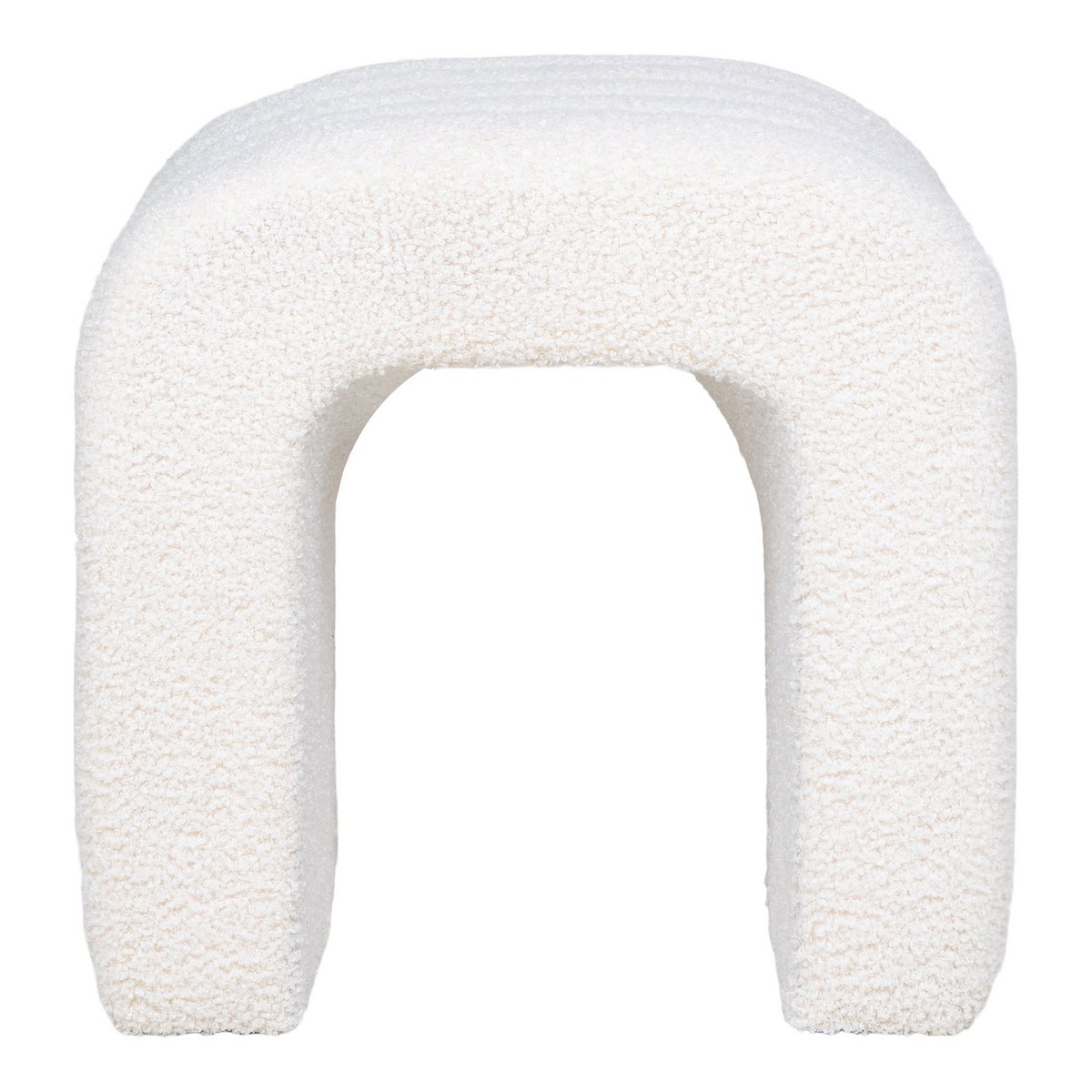 Détail du revêtement en peluche bouclée du Pouf Colma blanc