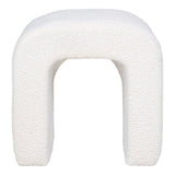 Détail du revêtement en peluche bouclée du Pouf Colma blanc