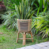 Support pour Plantes en Rotin Rond – Jardinière Boho – Panier à Plantes en Rotin – Support de Fleurs Naturel pour Pots jusqu'à Ø20 cm AKARA