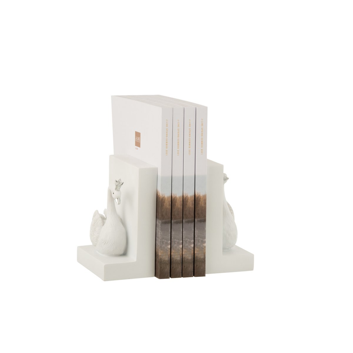 Set de 2 serre-livres blancs J-Line en polyresine, vue de face