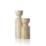 Le Bougeoir Sablier en Travertin - Beige - S