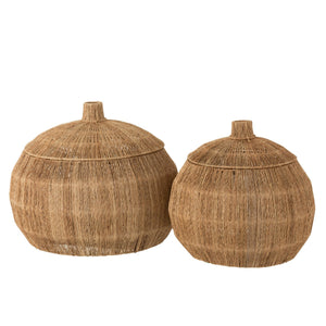 Lot de 2 paniers J-Line Dantya boule - jute - naturel