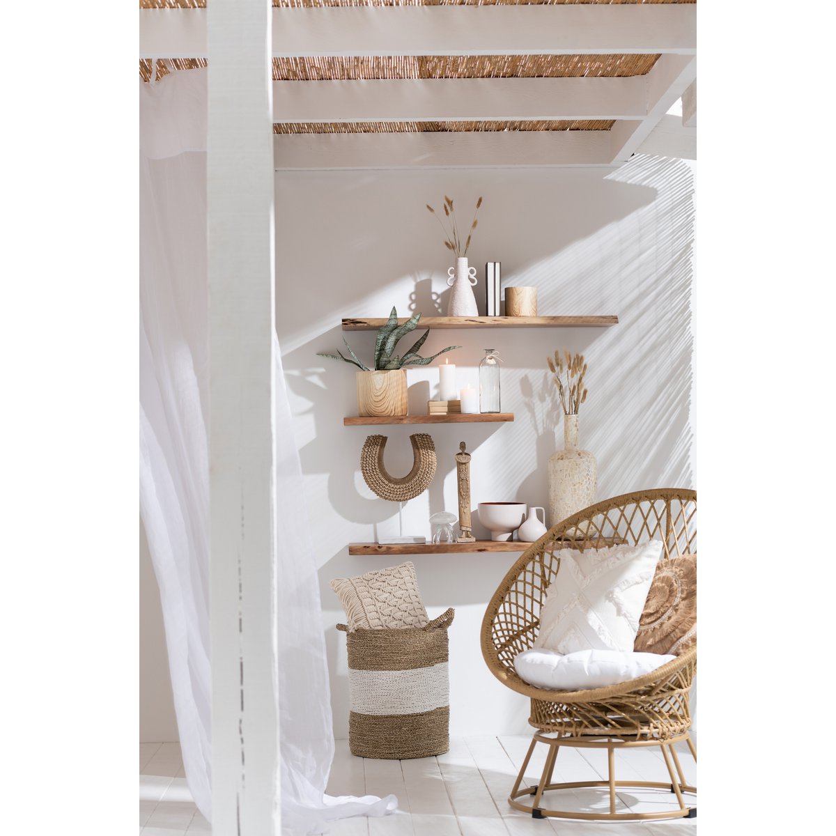 Pot de fleur J-Line Bloempot Bos, gros plan sur la finition beige