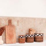 Petit panier rond pour plantes ou comme panier de rangement | Panier Boho tissé SADARA avec motif macramé