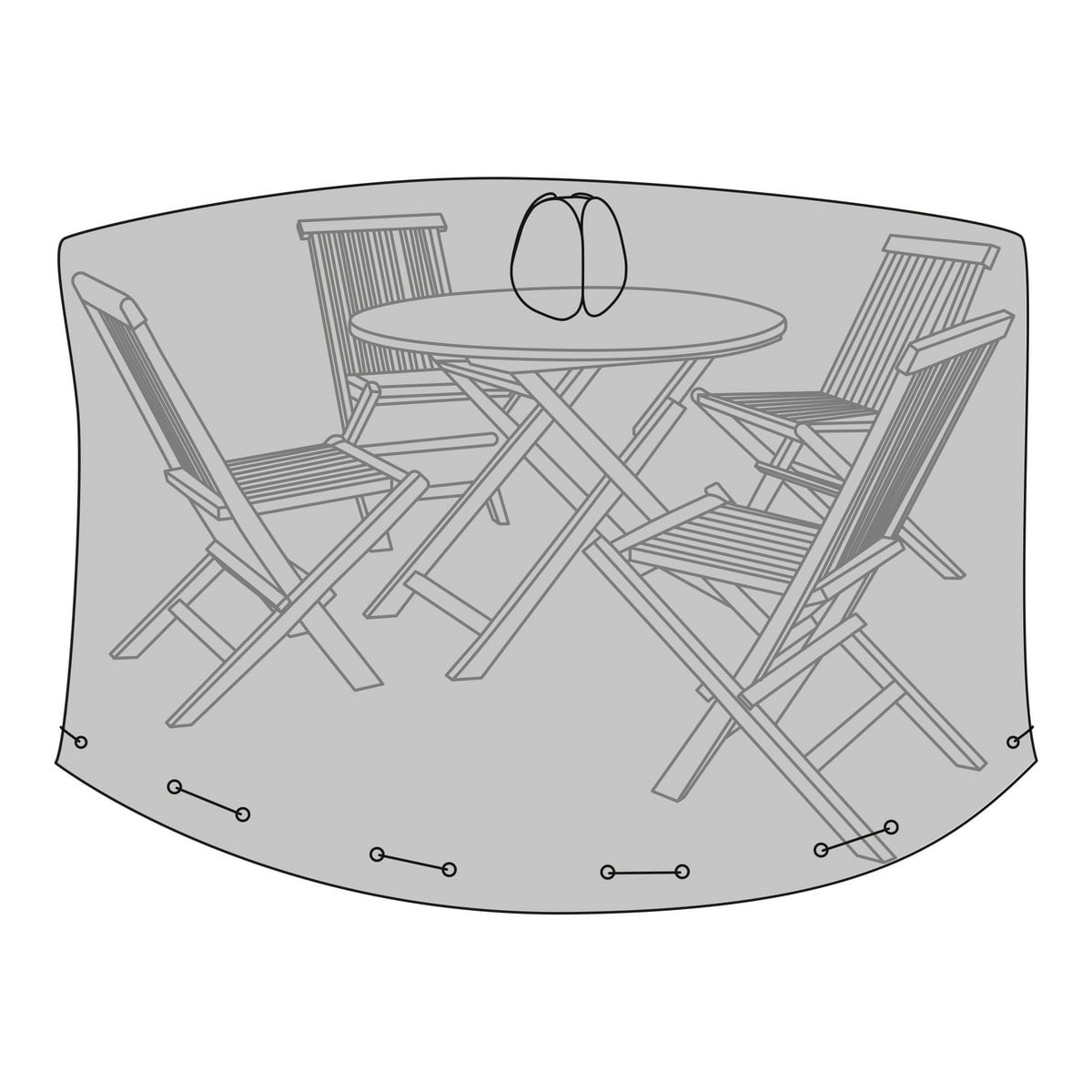 Housse Luxe Noire pour table ronde de 180 cm avec chaises