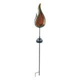 Brochette solaire de terre solaire "Flame" à l'extérieur de la brochette au sol en métal et plastique de couleur bronze, avec LED intégrée