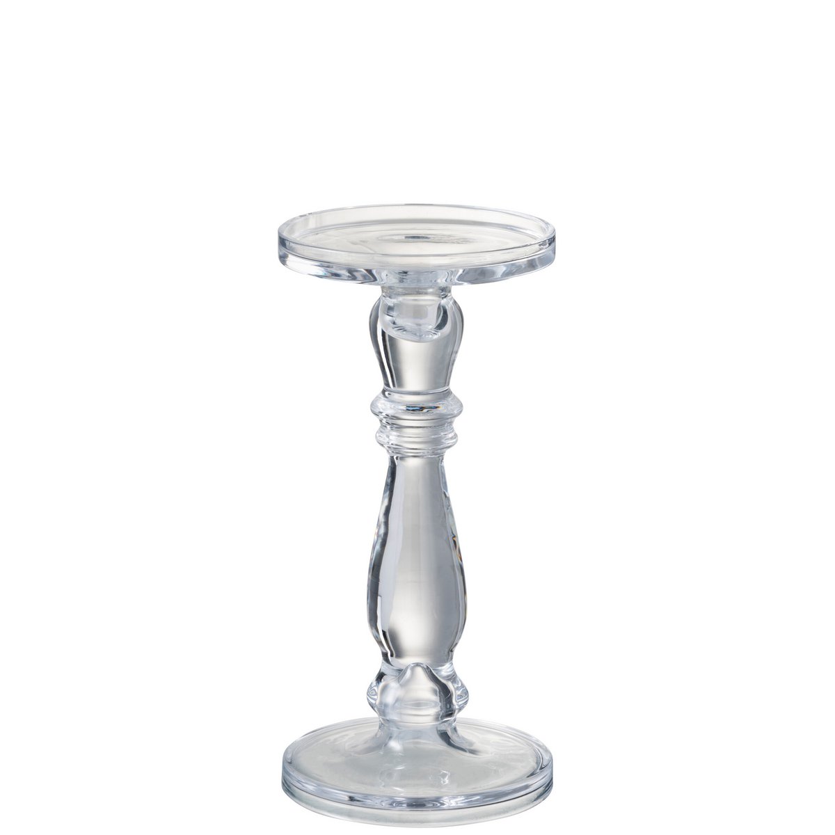 Bougeoir en verre Leti transparent de taille moyenne, design moderne et épuré
