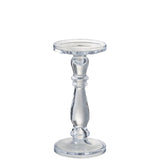 Bougeoir en verre Leti transparent de taille moyenne, design moderne et épuré