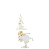 Figurine Arbre du Père Noël J-Line en métal doré avec lumières LED