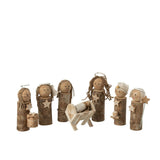 Détail de la valise de décoration crèche J-Line en bois, mettant en avant la texture