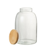Pot de conservation J-Line Tom en verre et bambou, transparent et naturel