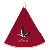 Essuie-mains rond Brodé Cigogne Envol Rouge Diamétre 60 cm
