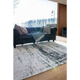 Tapis Eco Metro Noir & Blanc sur un sol en bois