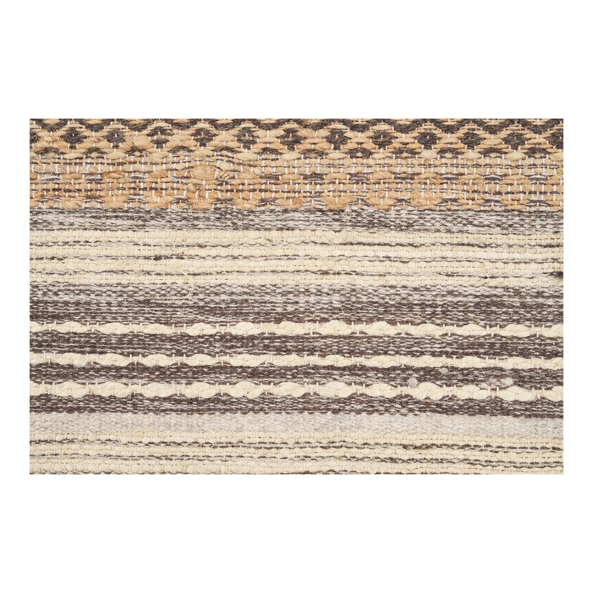 Vue rapprochée du motif du Tapis de Couloir Morena, couleurs beige