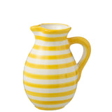 Pichet J-Line Granada Stripes en céramique blanc et jaune, vue de face