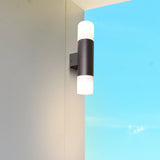 Lampe murale extérieure "torcia" 32 cm de haut en métal et plastique en noir, E27