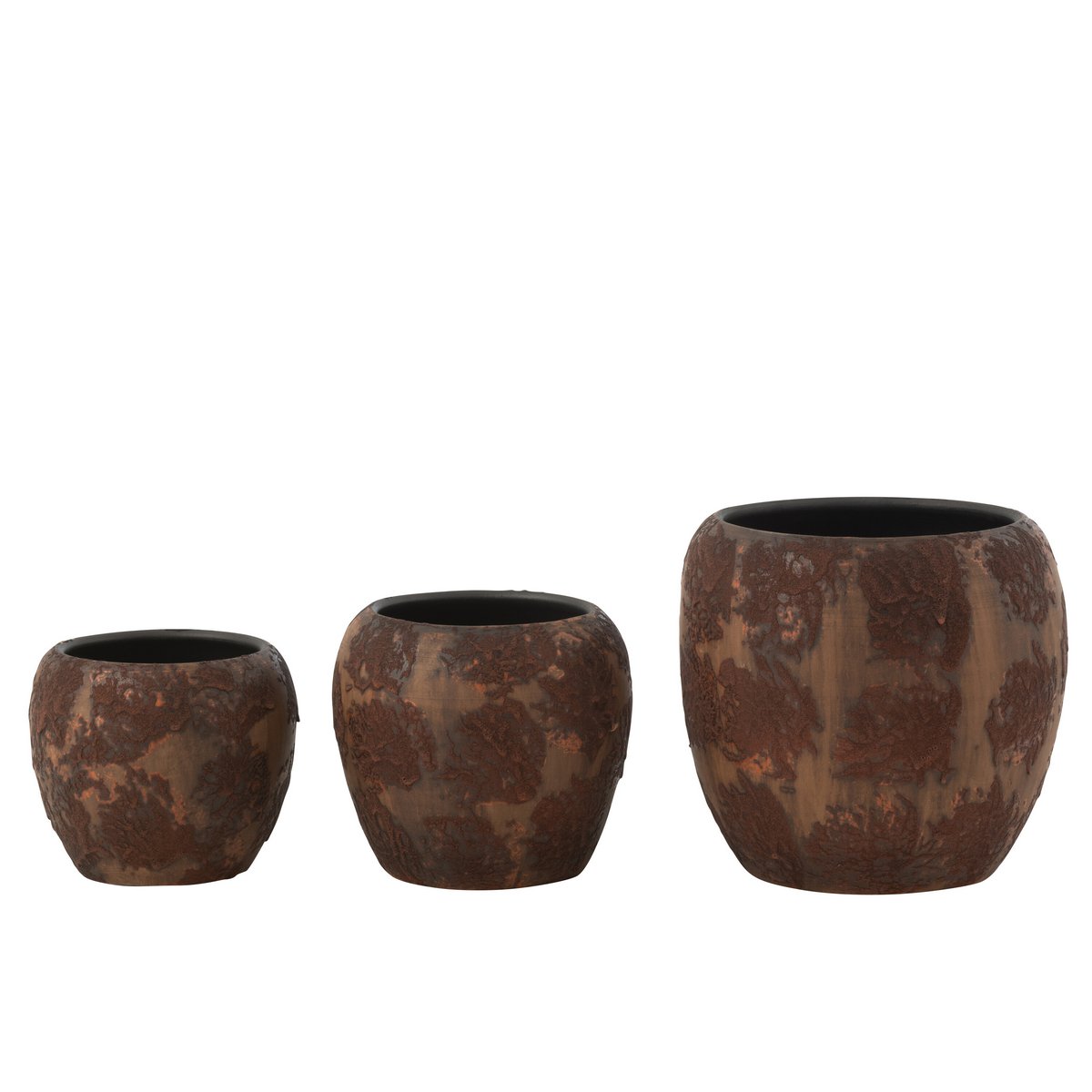 Pot de fleur J-Line Round Terra en céramique marron, vue de côté