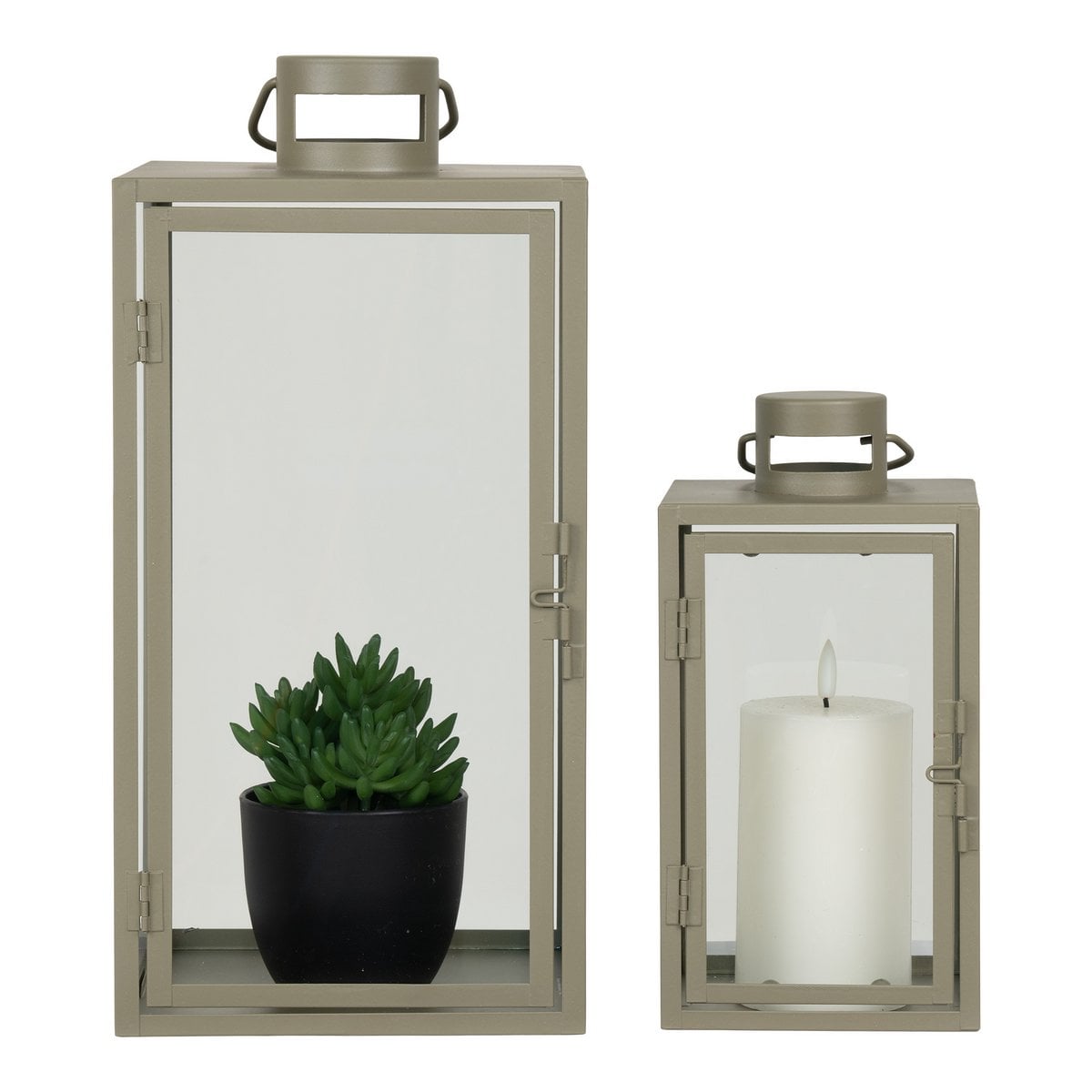 Lanterne Corfou en acier et verre, finition verte, grande taille