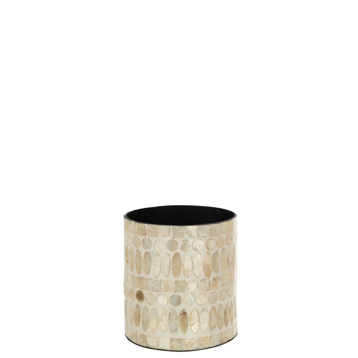 Pot de fleurs J-Line beige, vue en perspective avec détails de finition