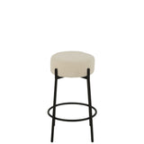 Tabouret de bar J-Line bouclé en métal blanc et noir, vue de face