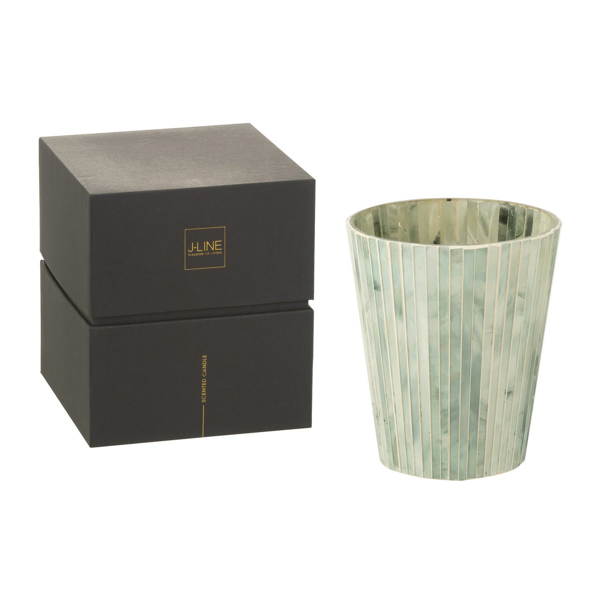 Bougie parfumée Noa Seaside Bliss en verre bleu clair, vue de face