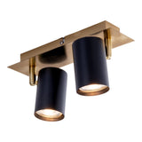 Mur et plafond à 2 places "Frida" en métal noir / or, projecteurs de plafond, Gu10, plafond pour salle à manger, salon, couloir ou bureau, 24 cm de long
