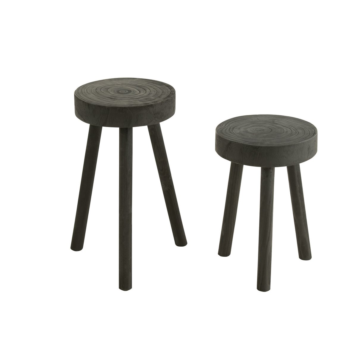 Vue latérale du tabouret J-Line, bois noir élégant